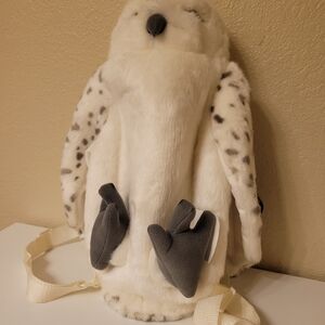 Plush White and Gray Owl Kids Backpack